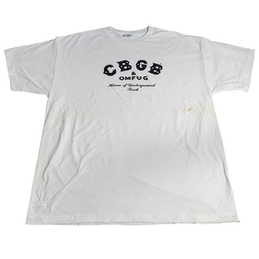 CBGB & OMFUG Home of Underground Rock Graphic T-Shirt White Mens 2XL Punk Band